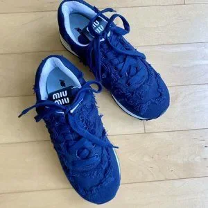 ★関税負担無し★ ※要在庫確認 MiuMiu Blue Sneakers New Balance 574 Miu Miu Denim Men's - Sneakers - US